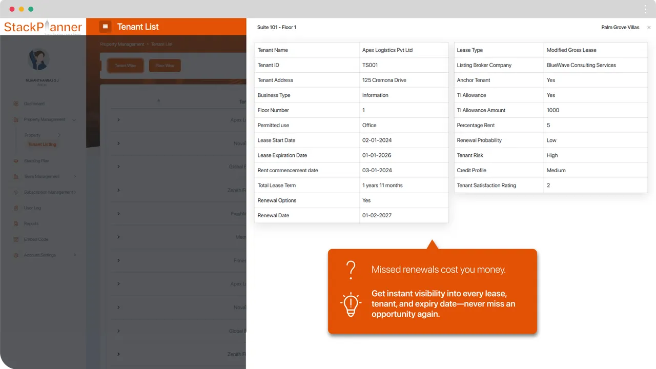 StackPlanner Demo Screen 1